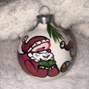 Lower Price!!Suzi  Long 2004 Vintage Festive Santa Ornament - Red and Green